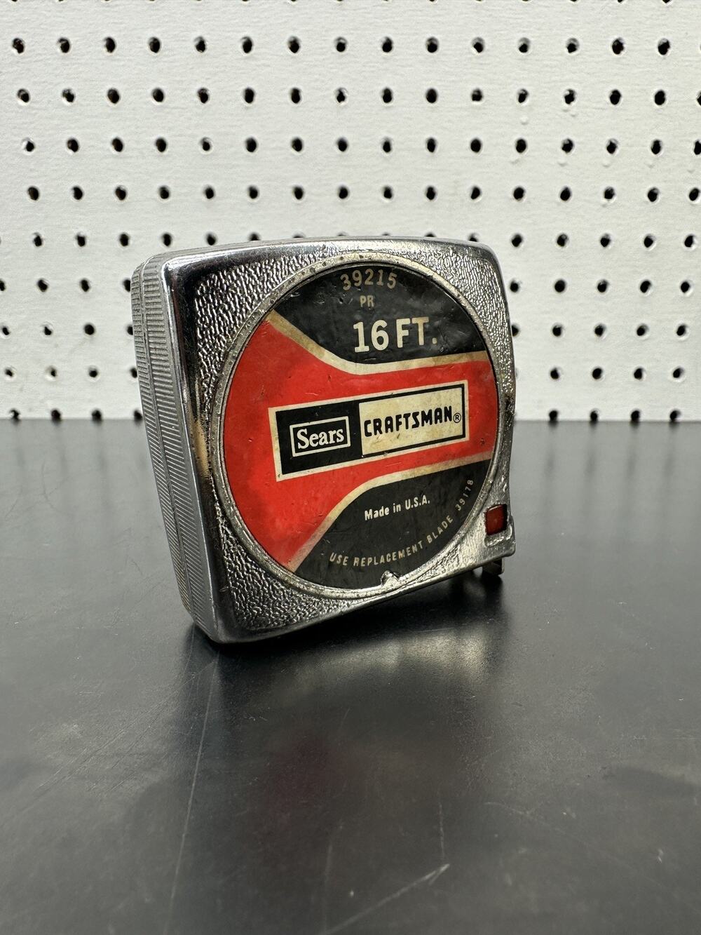 Sears Craftsman 39215 16ft Tape Measure Red Button Made in USA Used Vintage